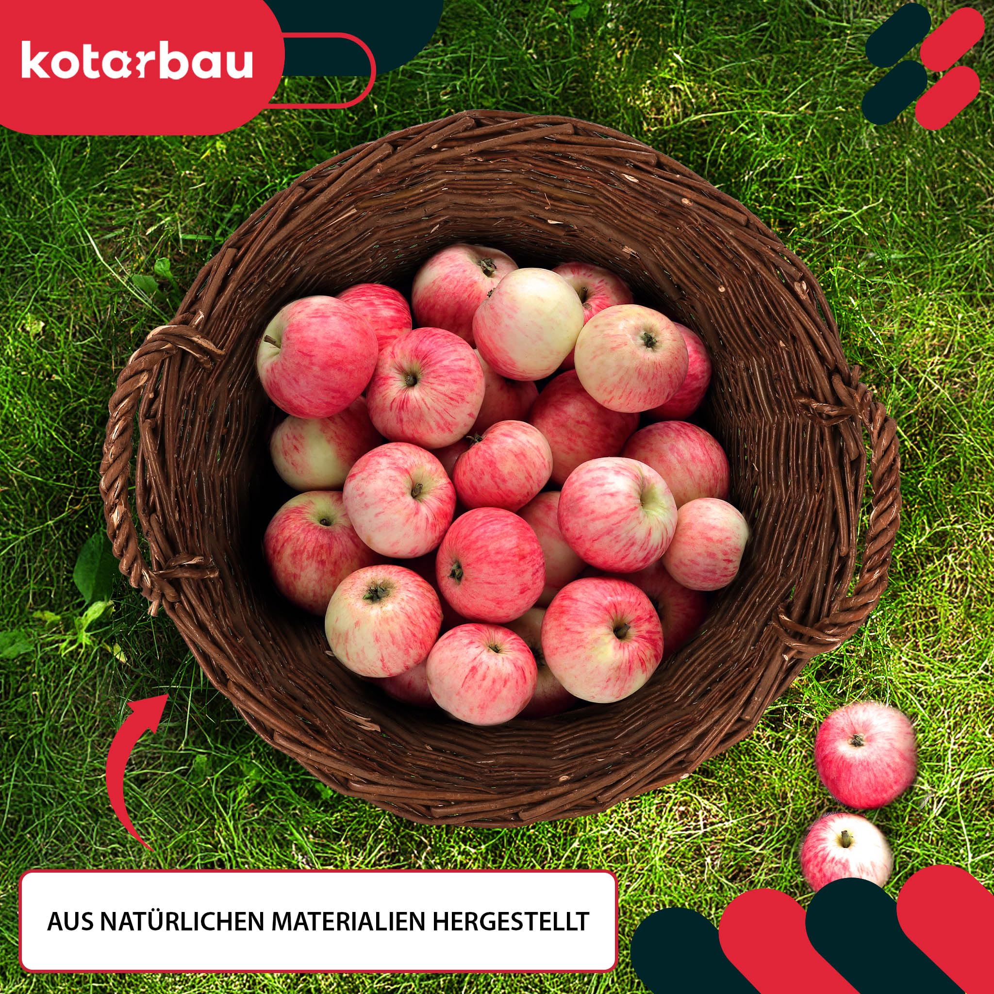 KOTARBAU® Panier en osier avec anses universel pour le rangement et les fleurs Ø 60 cm