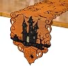 AMARED Halloween Table Runner, Embroidered Spooky Bats Spider Dresser Scarf for Fall Holiday Decoration 13 X 69 Inch