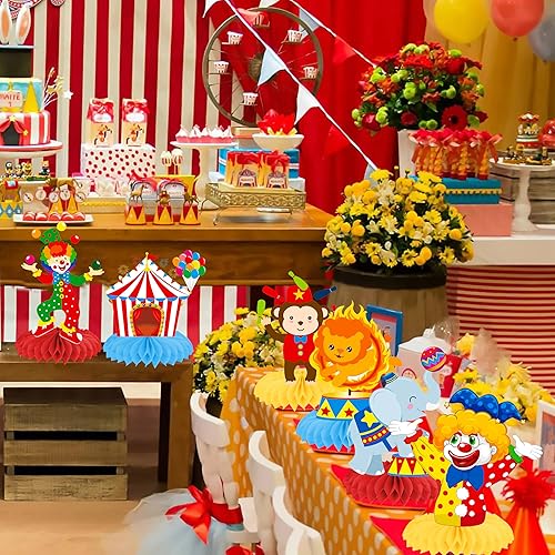 Miniatura 8 de Centros de mesa de nido de abeja de carnaval de circo, decoración de fiesta de circo, centro de mesa de circo, centros de mesa de panal de abeja de