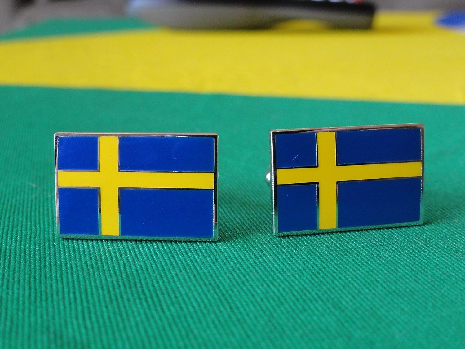 Swedish Flag Cufflinks, Lapel Pins, Tie Bars, Earrings, Jewelry and Accessories