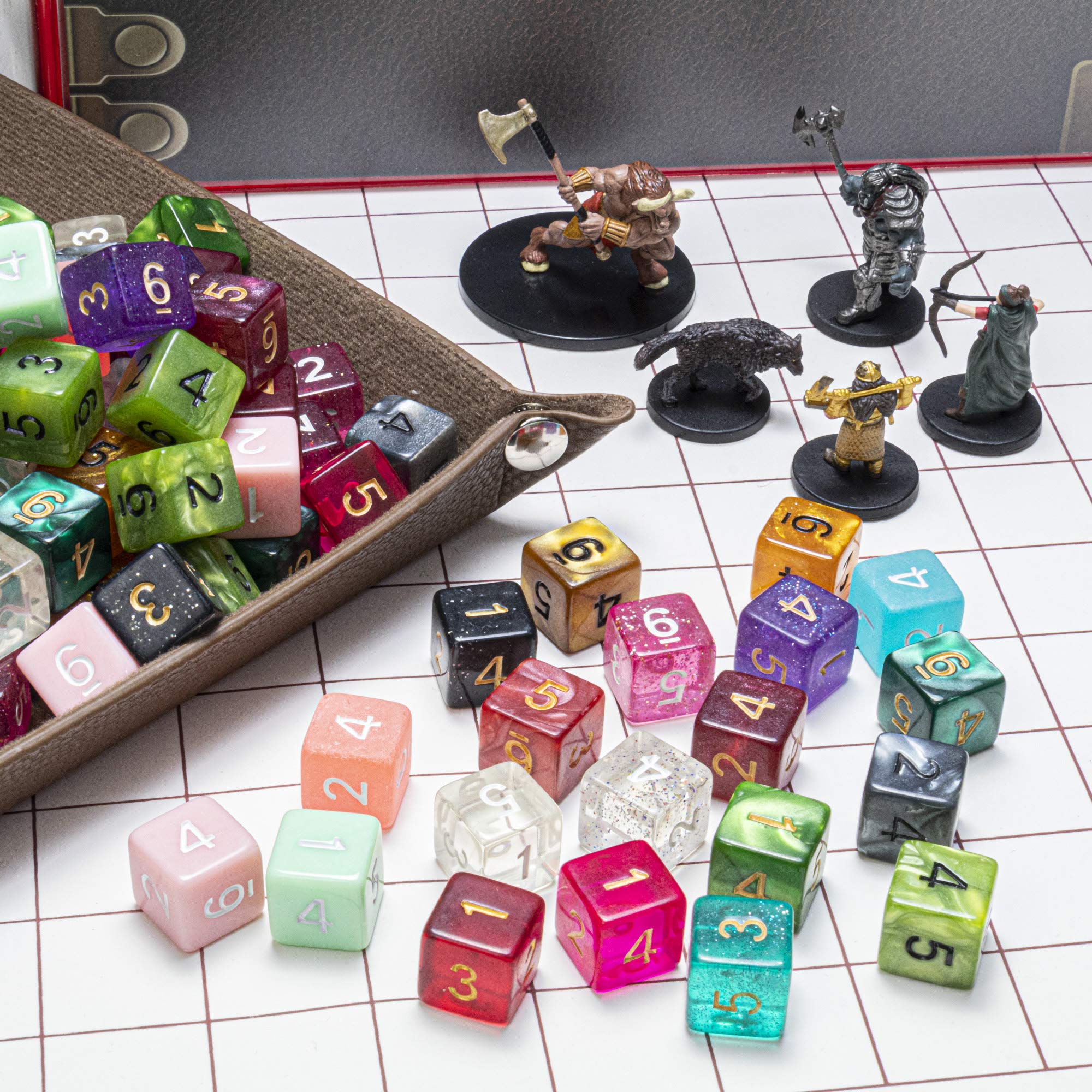 100+ Pack of Random D6 Polyhedral Dice in Multiple Colors