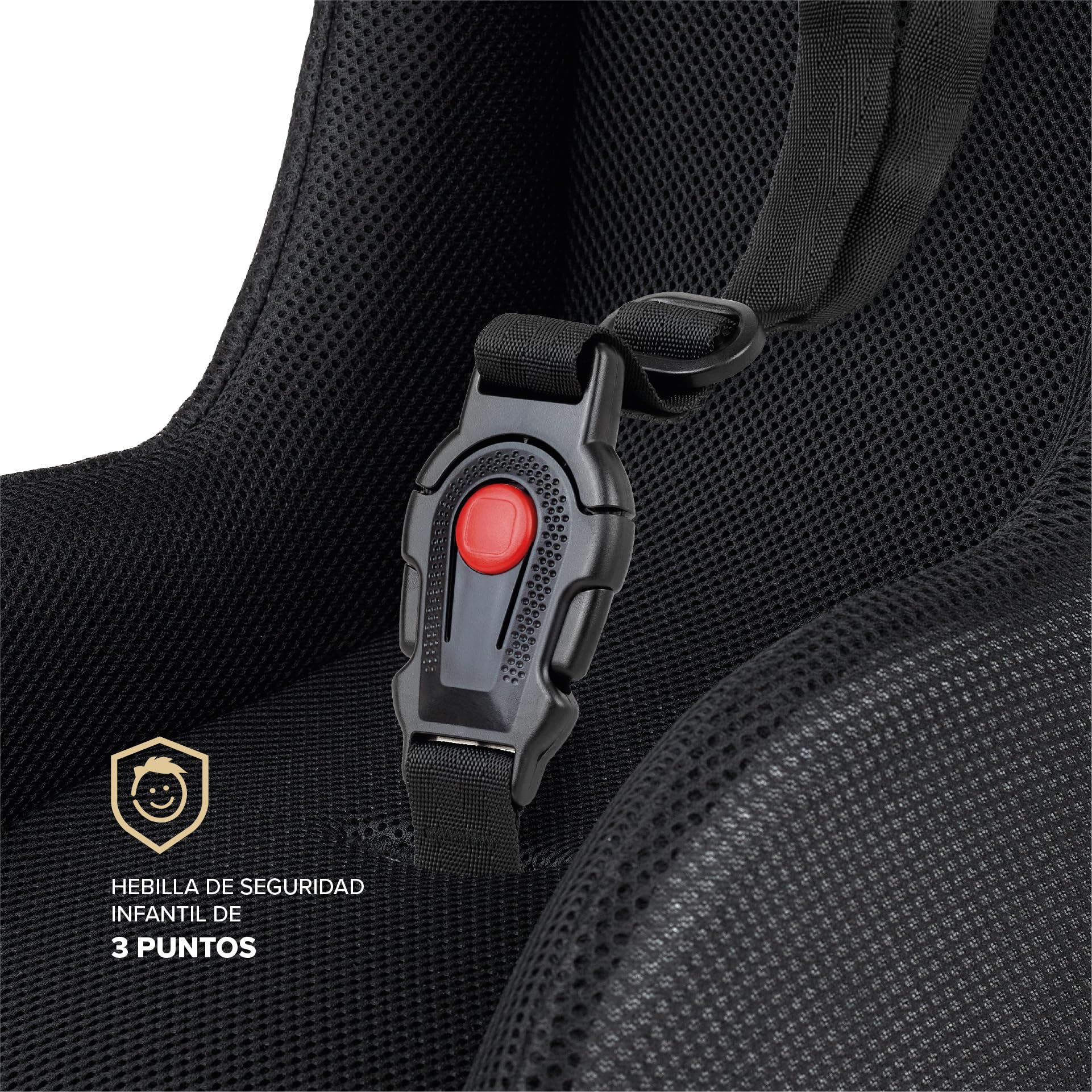 POLISPORT 8015000020 - Mini Pelican Todo Clima Reductor Asiento Bebé con Arnés 3 Puntos para Remolque, Cochecito y Bicicleta Cargo – Transpirable, Seguro y Compatible de 7 a 18 Meses, Negro