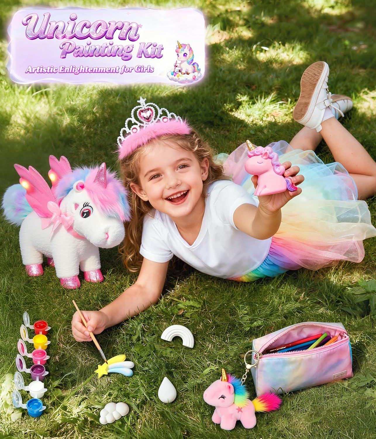 Jeowoqao Unicorn Toys for Girls Age 4-6,Walking Talking Singing Interactive Unicorns with Painting Kit Crafts Toddler Unicornss Dress up, Remote Control Plush Unicorn's Toy Coating Gift for Kids 3-6