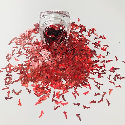 Miniatura 8 de PrettyG LB300 LB300 - Zapatos de tacón alto rojo con forma de lentejuelas holográficas con purpurina - Festival Rave Beauty Maquillaje Face Body