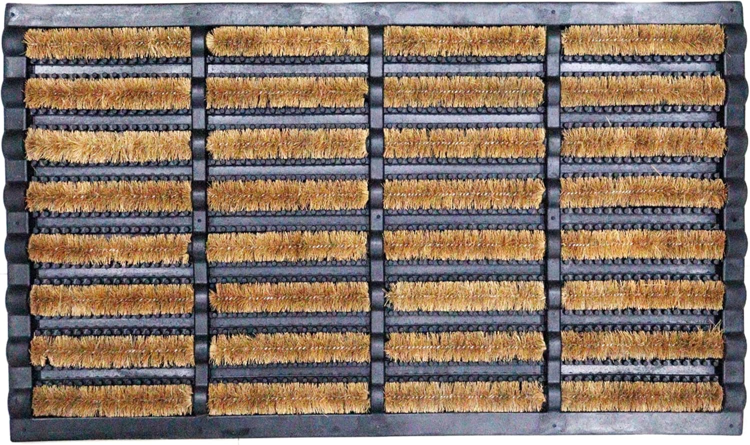 Gardenised Shoe and Boot Scraper Mat with Tray Coir Bristles Built-in Wire Brush and Non-Slip Rubber Base for Mud Dirt and Debris Removal at Entryway Patio Porch Worksite and Garage Entrance, 18x30