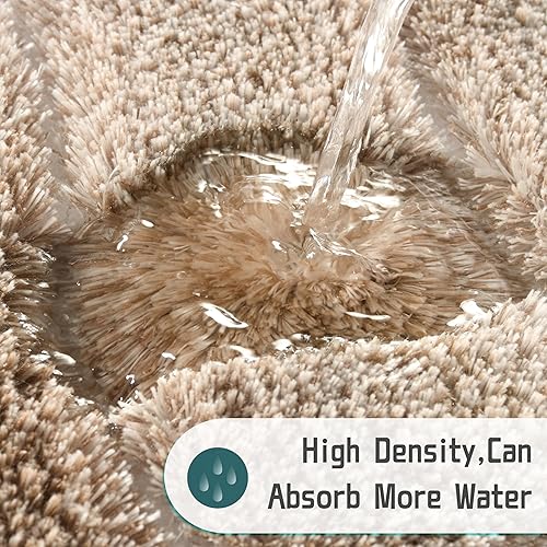 Miniatura 3 de Yimobra Tapetes para baño, felpa de lujo y esponjosos, antideslizantes, de microfibra extragruesa, de secado rápido, antideslizantes, peludos,