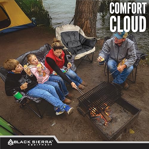 Miniatura 3 de Black Sierra Silla de campamento de gran tamaño para adultos, asiento al aire libre resistente con acolchado de felpa, soporta 400 libras,