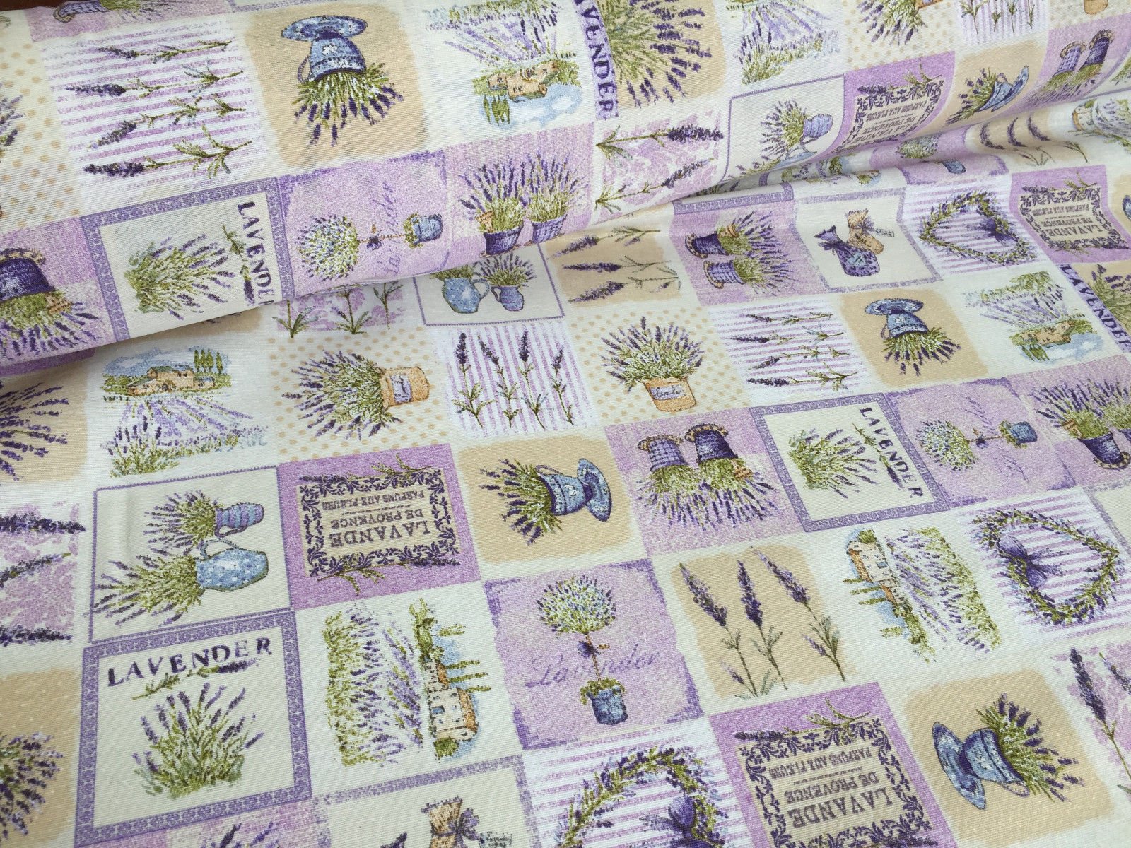 HomeBuyFrench Lavender Print Cotton Fabric Floral Curtains Upholstery 280cm EXTRA WIDE (Sold by the Meter)