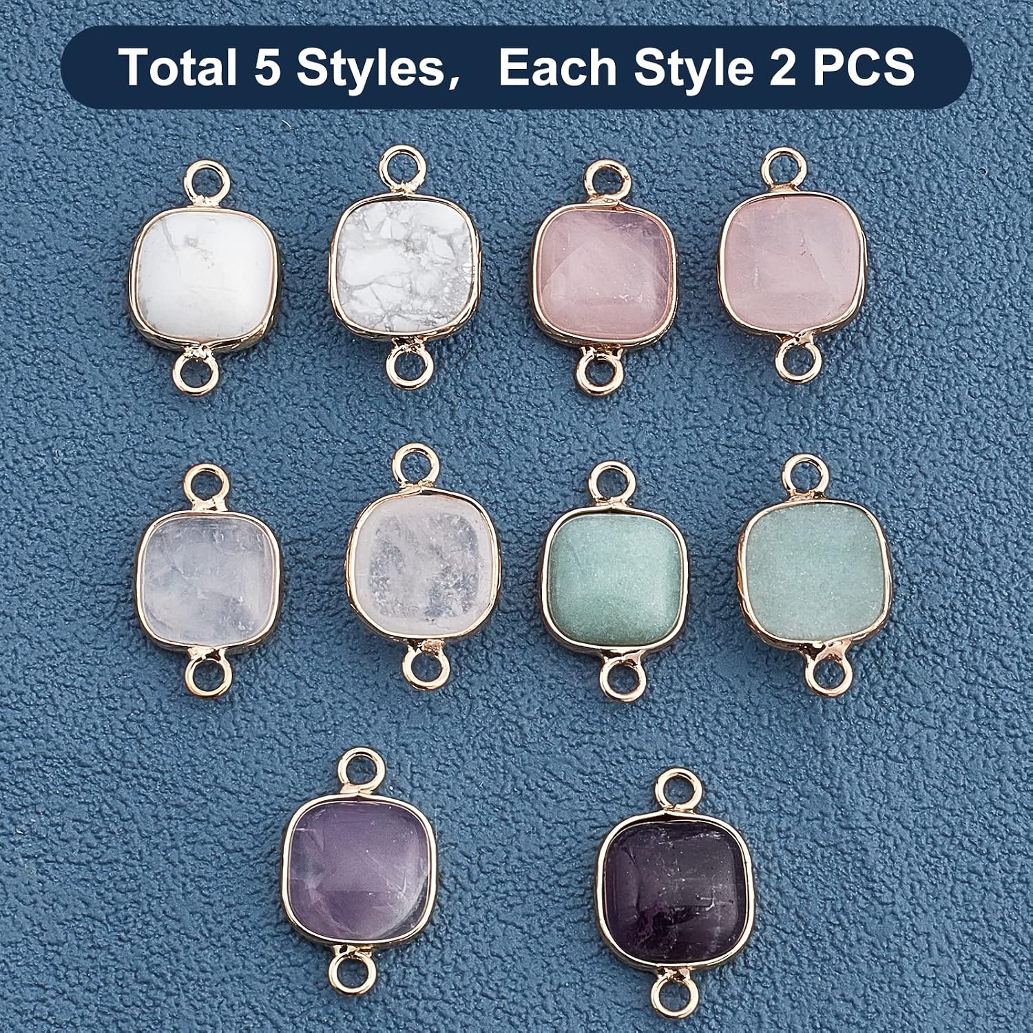 SUPERFINDINGS Natural Gemstone Link Connector Crystal Gemstone Links with Gold Copper Wire Stone Charms Links for DIY Necklace Bracelet Jewelry Making image 3