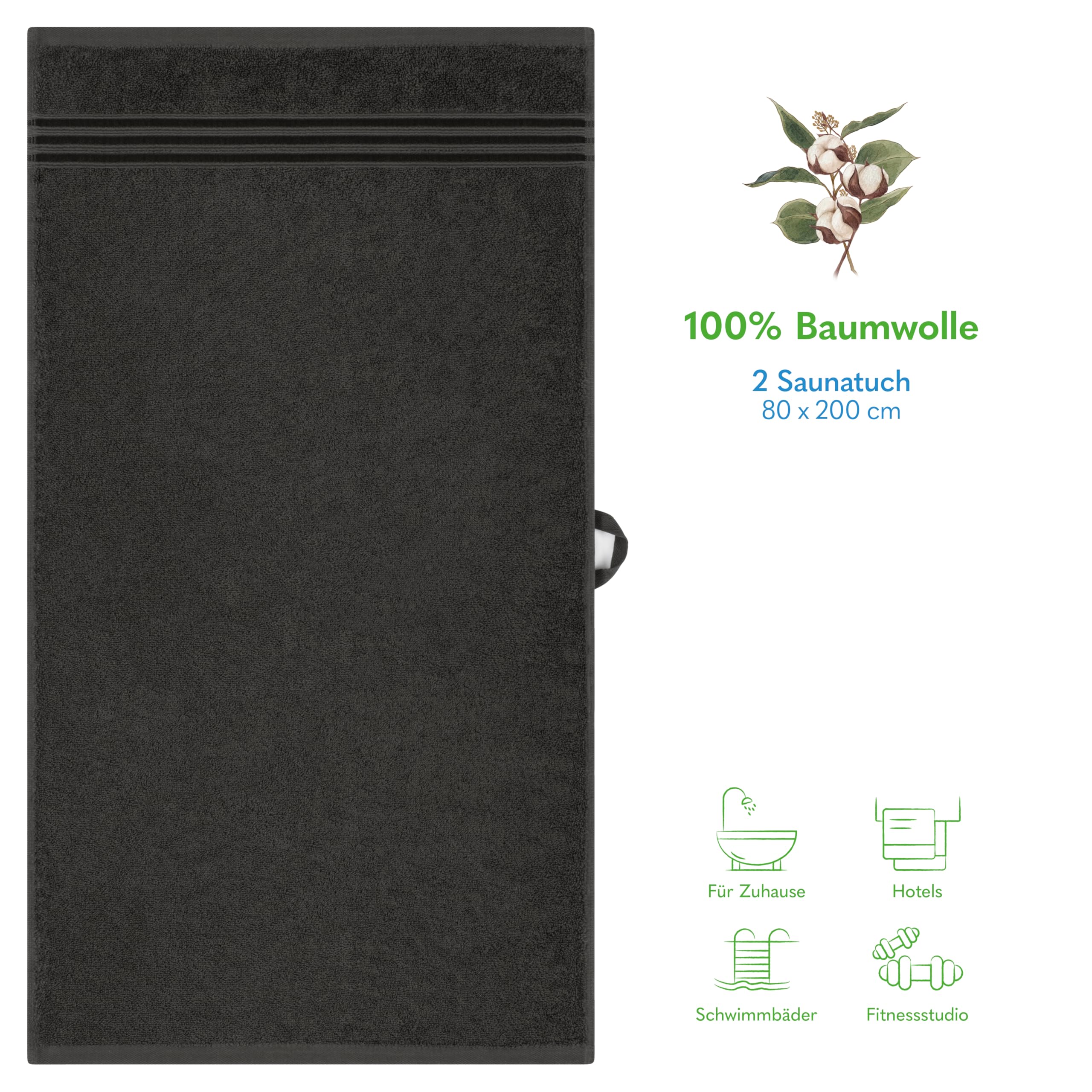 Hammetex Saunahandtuch 2er Set 80x200 cm – Bild 4