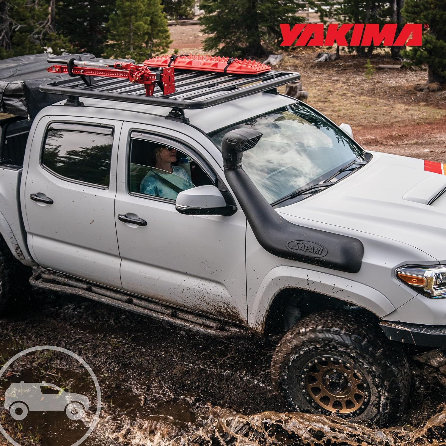 Yakima 84 by 62 Inch Aluminum Roof Mount LockNLoad Heavy Duty Roof Rack Platform with Horizontal Slats and 330 Pound Load Capacity, Black