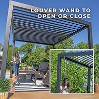 Vista 9 de Backyard Discovery Sarasota - Kit de pérgola con listones de acero galvanizado de 10 x 10 pies con techo ajustable, sombra, protección contra