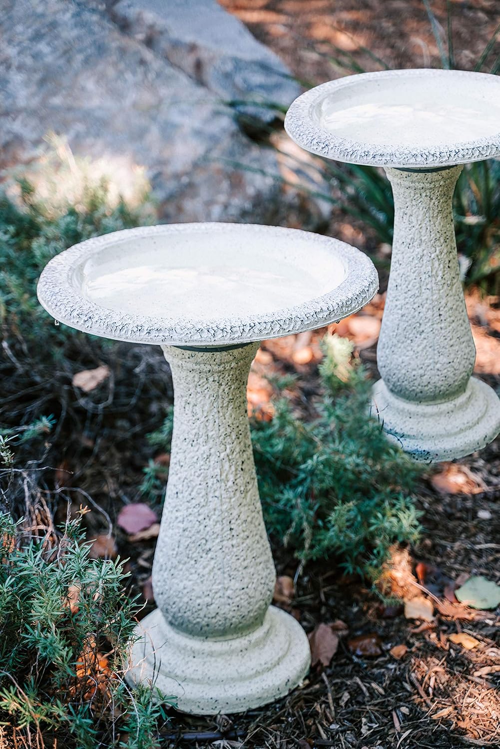 XBrand Set of 2 Birdbaths w/Round Pedestal & Base