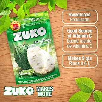 Zuko Guanabana Instant Powder Drink Mix Family Pack, 14.1 oz (6 Pack) | Sweetened