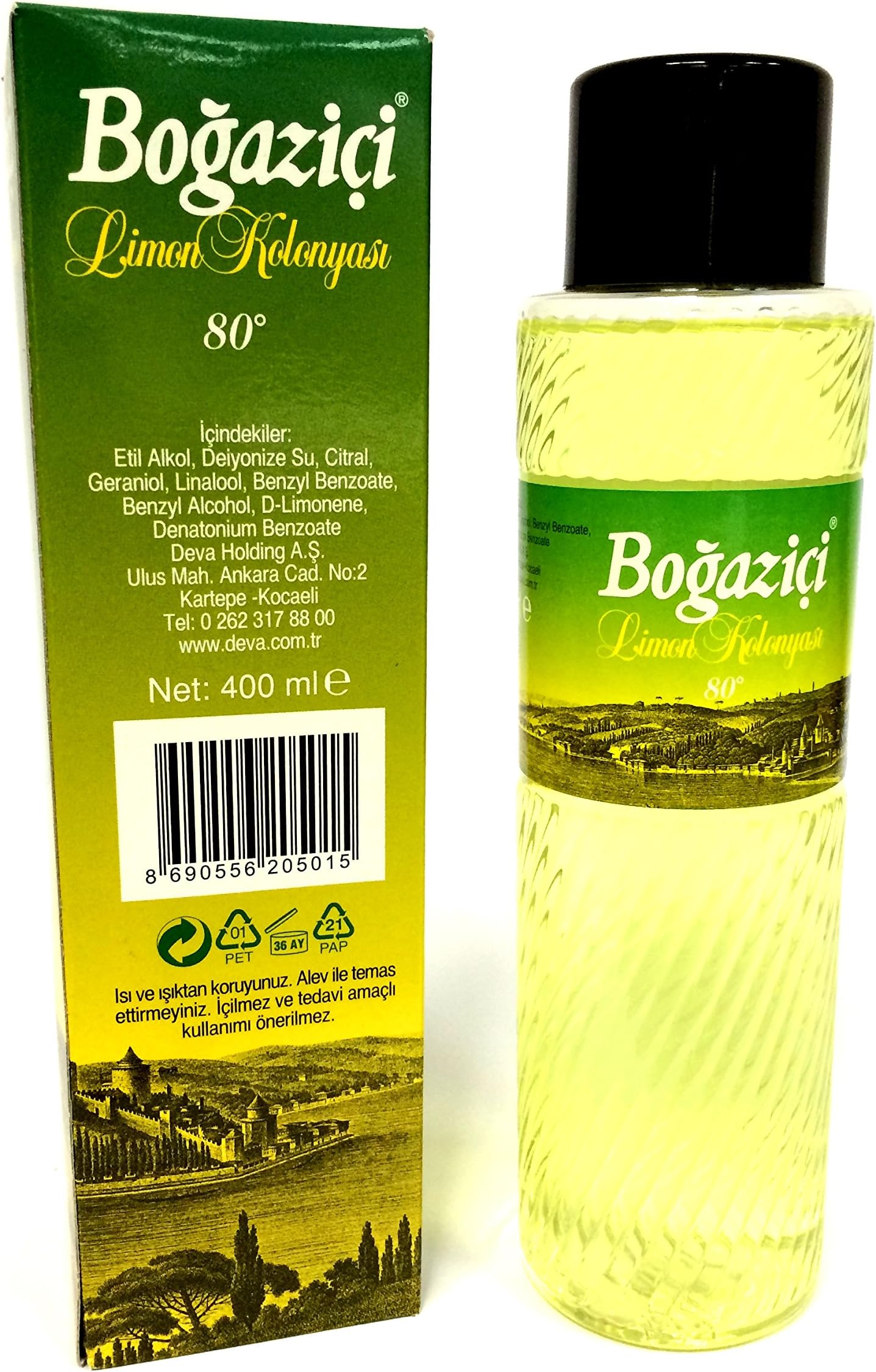 6 x 400 ml BOGAZICI Lemon Fragrance Water Kolonya Limon Kolonyasi