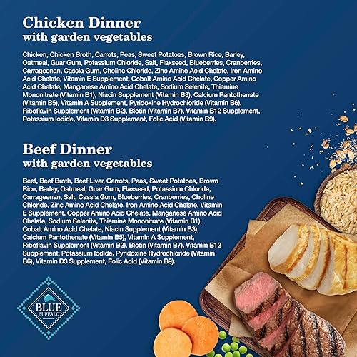 Miniatura 6 de Blue Buffalo Homestyle Recipe - Paquete variado de alimentos húmedos para perros adultos grano entero latas de 125 onzas paquete de 6