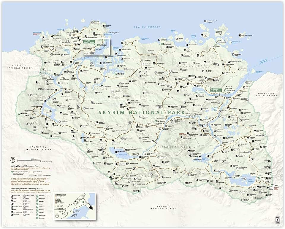 Карта скайрима со всеми локациями на русском в большом разрешении для печати