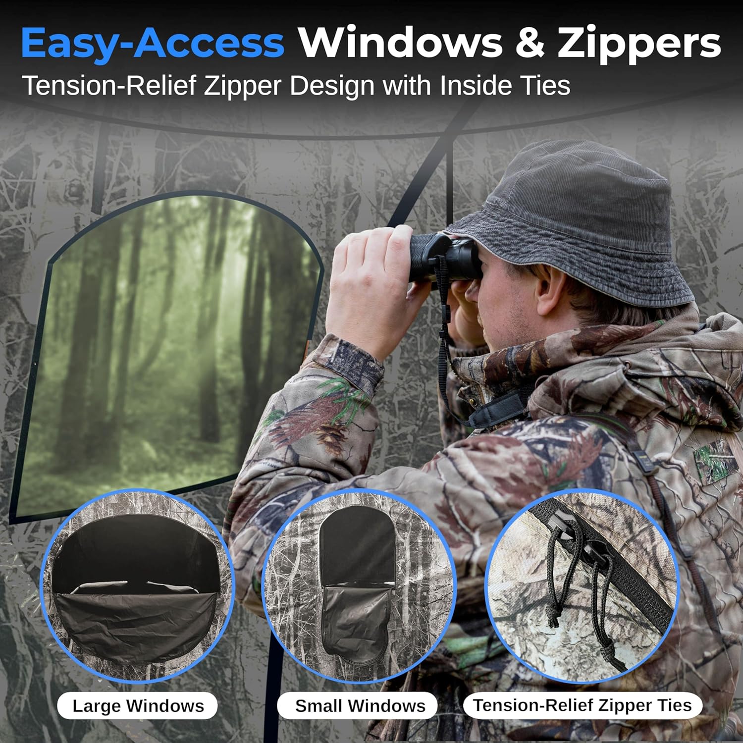 SereneLife Hunting Blind for Deer and Turkey Shooting, See-Through Hunting Gear with Carry Bag, Pop-Up Portable Ground Equipment and Accessories (Camouflage)