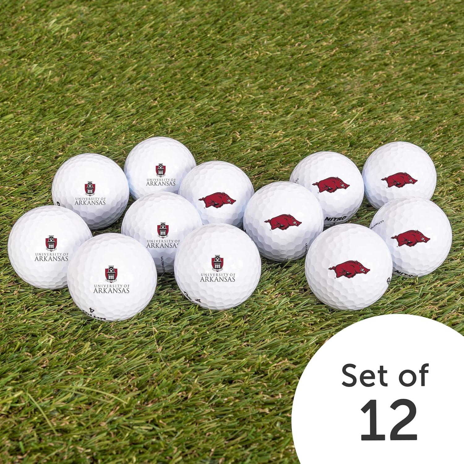 Desert Cactus University of Arkansas Fayetteville Golf Balls 12 Pack – UA FayetvilleRazorbacks Full Color Dozen – Officially Licensed Sport Team Accessory