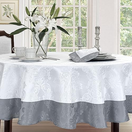 Miniatura 5 de Newbridge Valencia - Juego de 4 servilletas de tela de damasco con bordes de dos tonos, resistentes a las arrugas y a las manchas, juego de 4