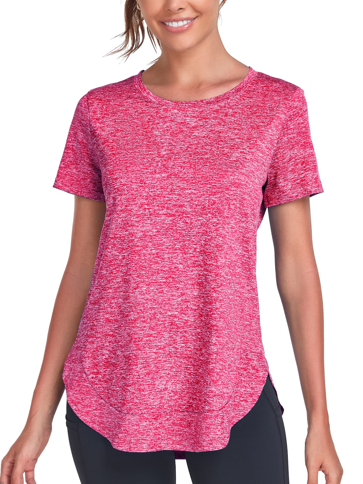 Absttith Women's Short Sleeve Workout Shirts Athletic Casual Tops Quick Dry Gym Soprt Tee Side Split