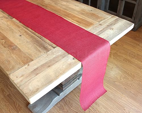 Miniatura 3 de CleverDelights Rollo de arpillera roja prémium de 12 pulgadas, 50 yardas, bordes acabados sin deshilacharse, tela de arpillera de yute natural