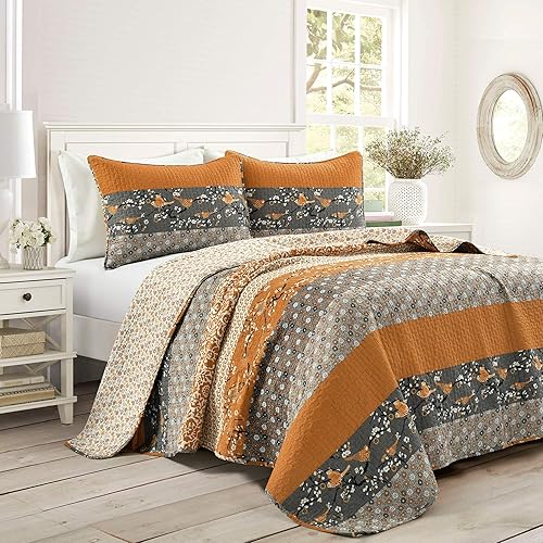 Juego de cama reversible de 3 piezas, diseño de rayas