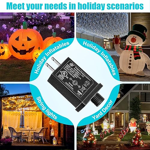 Miniatura 6 de Adaptador inflable de repuesto para patio, adaptador de fuente de alimentación de 12 V CC 1.0 A clase 2, fuente de alimentación para decoraciones