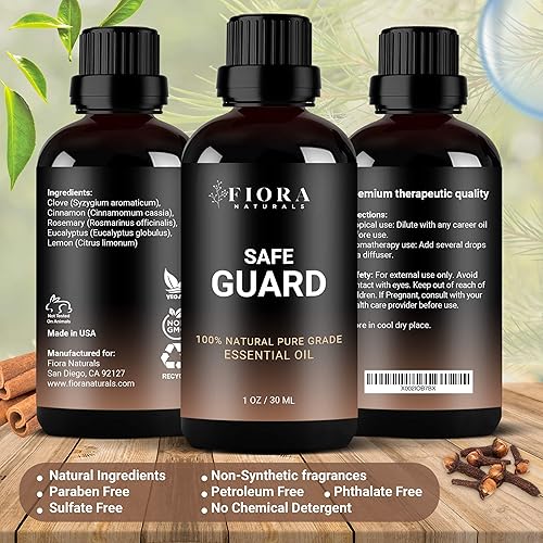 Miniatura 3 de Fiora Naturals Paquete de aceite esencial de árbol de té orgánico y mezcla de inmunidad para salvaguardar - Ayuda protectora para ladrones y ladrones