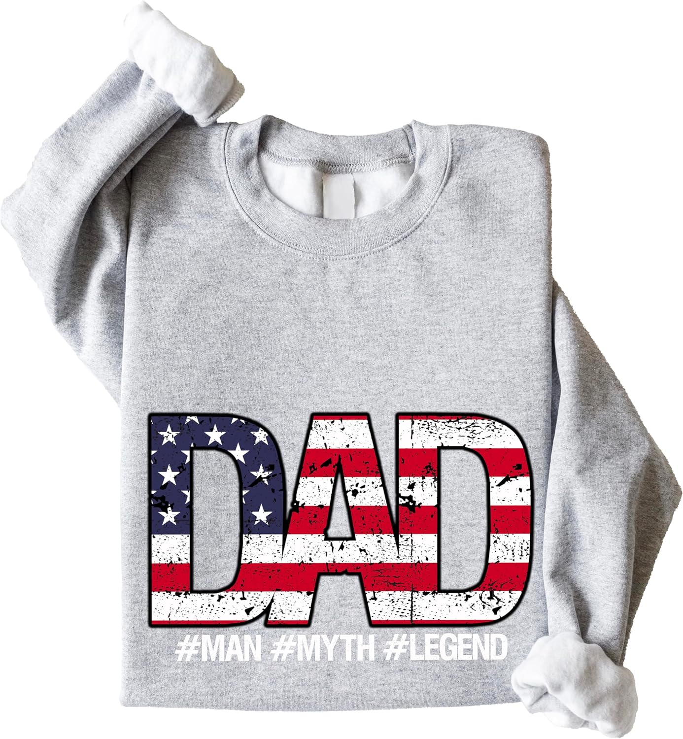 Olive Loves Apple Dad Man Myth Legend Sweatshirt Patriotic American Flag Father's Day Pullover