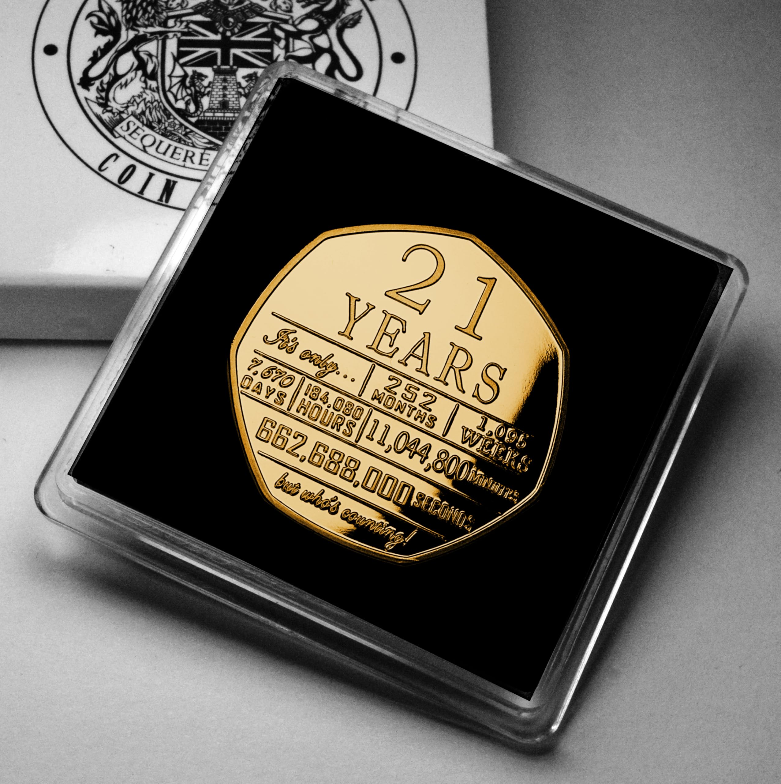 The Commemorative Coin Company 21st Birthday 24ct Gold Commemorative in Gift Case. 21 Years Gift/Present Congratulations Son/Daughter/Party. Twenty One