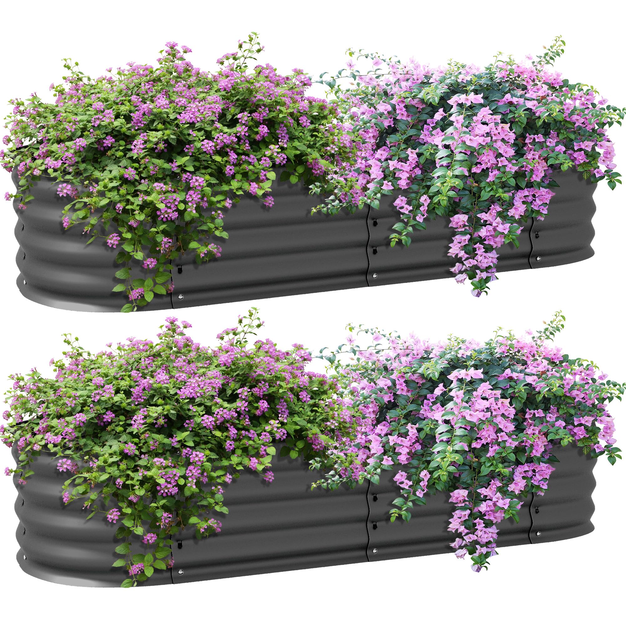 Outsunny Dark Grey Galvanised Raised Beds For Garden, Metal Elevated Planter Box With Safety Edging, Easy Diy For Growing Flowers, Herbs, Succulents, 150 X 62 X 30Cm, Pack Of 2,