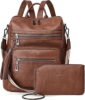 Backpack Purse for Women Leather Backpack Fashion Designer Travel Backpack Convertible Shoulder Bag with Wristlet, 2-2 Oil Wax Brown
