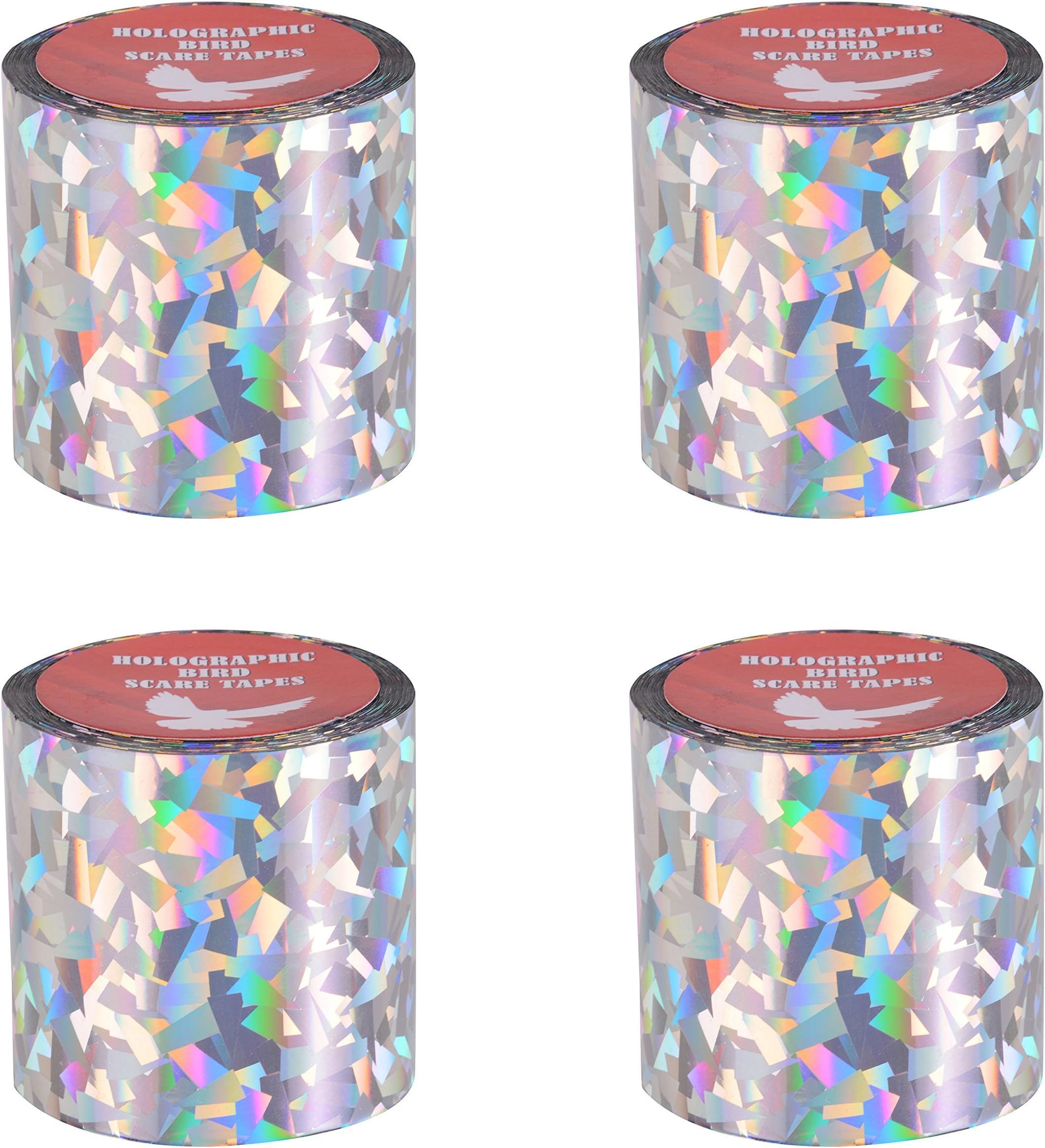 Spick Global Bird Scare Tape Crack Ice Holographic Ribbon Tape Set of 4 Rolls Length 99 feet Width 2 inch