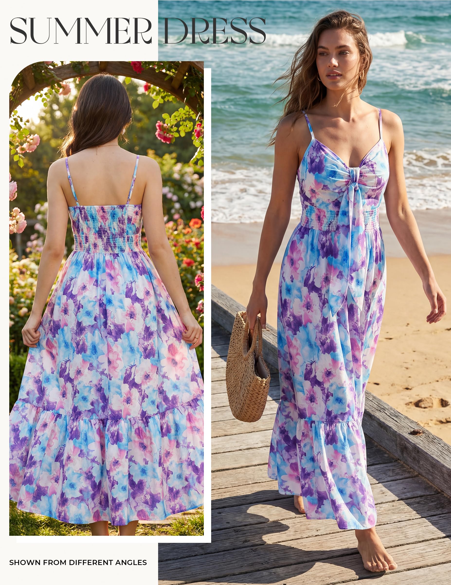 GRACE KARIN Womens Summer Floral Maxi Dresses 2026 Long Flowy Boho Dress Beach Vacation Sundresses Casual Clothes with Pocket: Small Green Yellow Flower