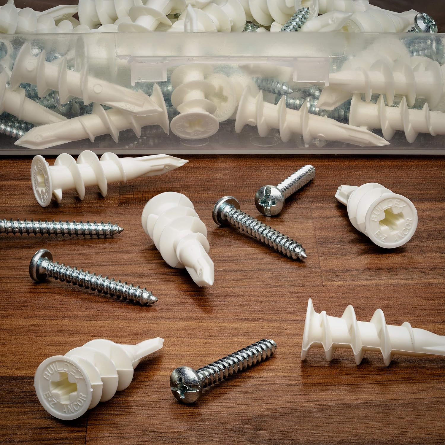 Plastic Self Drilling Drywall Anchors with Screws Kit, 100 Pieces All Together, Anchors Made in USA: Industrial & Scientific