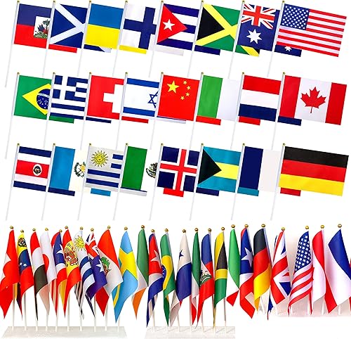Banderas internacionales de 200 países del mundo pequeñas mini banderas de mano para Juegos Olímpicos, Festival Internacional, 8.2 x 5.5 pulgadas