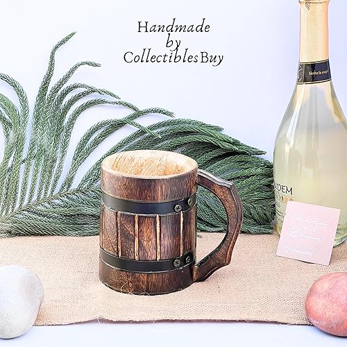 Miniatura 4 de collectiblesBuy Taza de café tallada a mano de madera antigua jarra medieval rústica para bebidas regalo de padrinos de boda