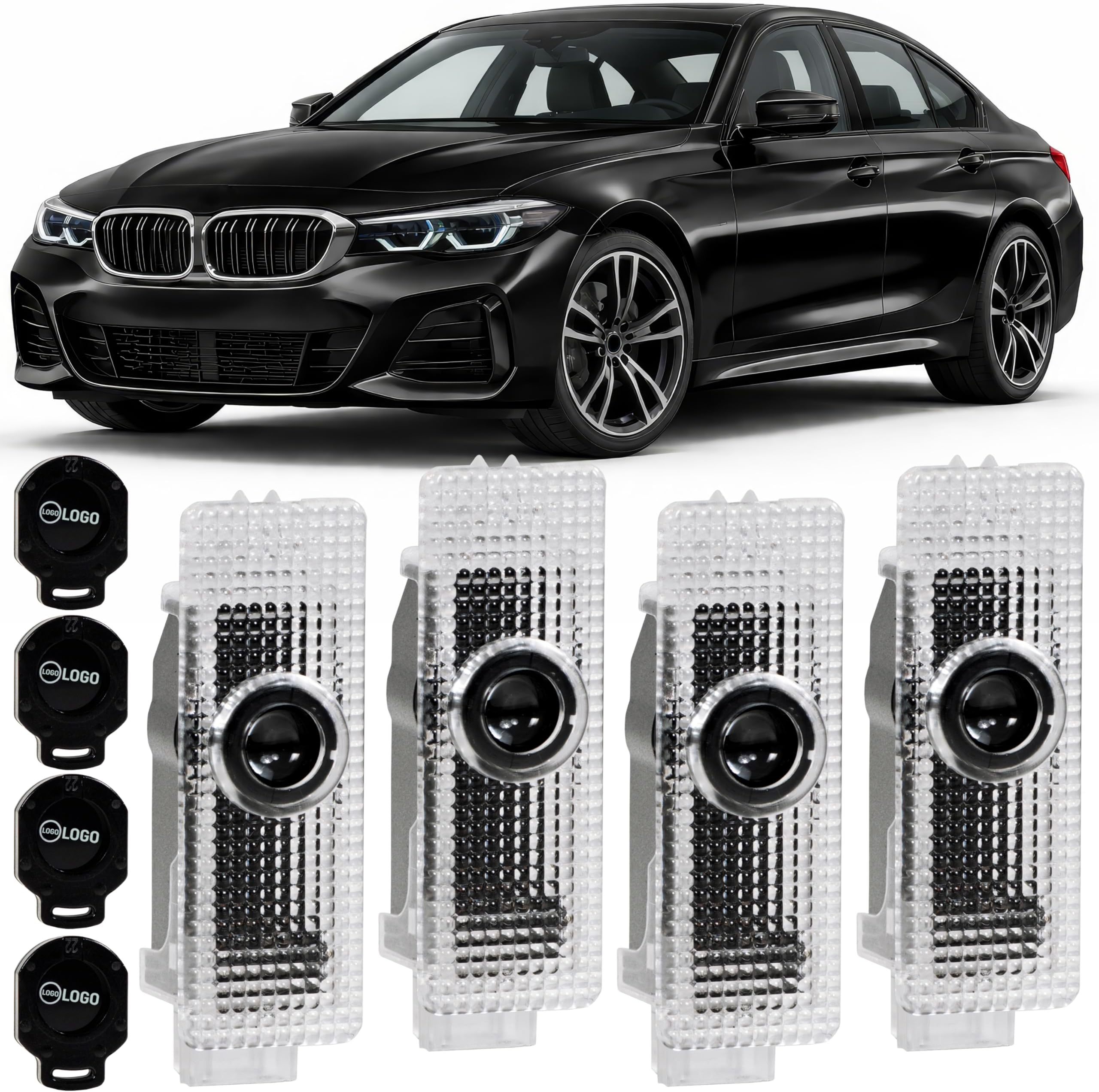 Car Door Lights Logo Projector, Compatible with 1 Series E81 E82 F20 F21 F52, 3 Series E90 E92 E93 F30, X Series E84 F39, Set of 4 Wireless Waterproof Door Projection Lights