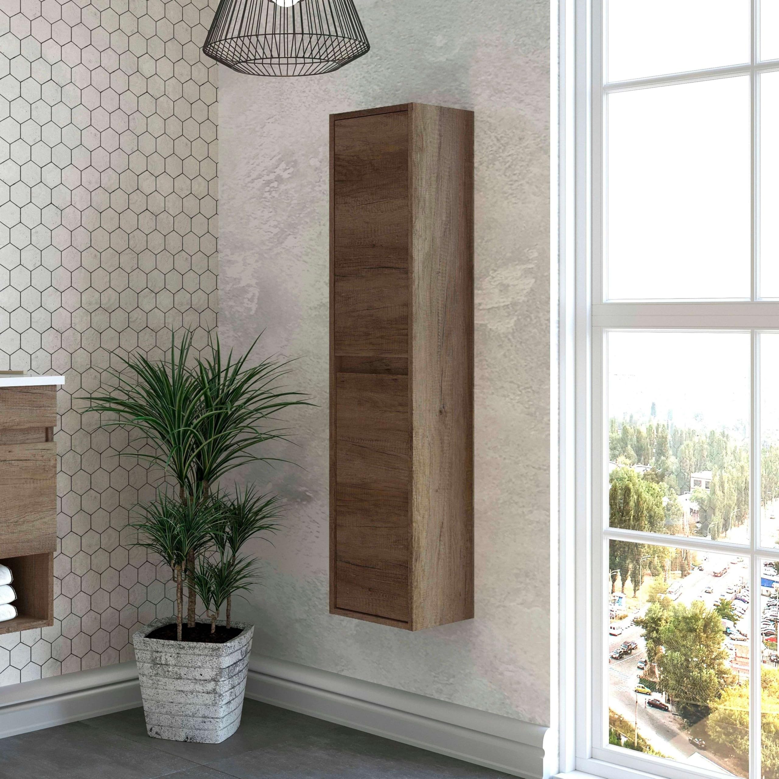 ARKITMOBEL Columna de Baño Suspendida 2 Puertas, 140x30x25,5 (AltoxAnchoxFondo-en cm), Color Nordik, Mueble de Baño, Modelo Dakota