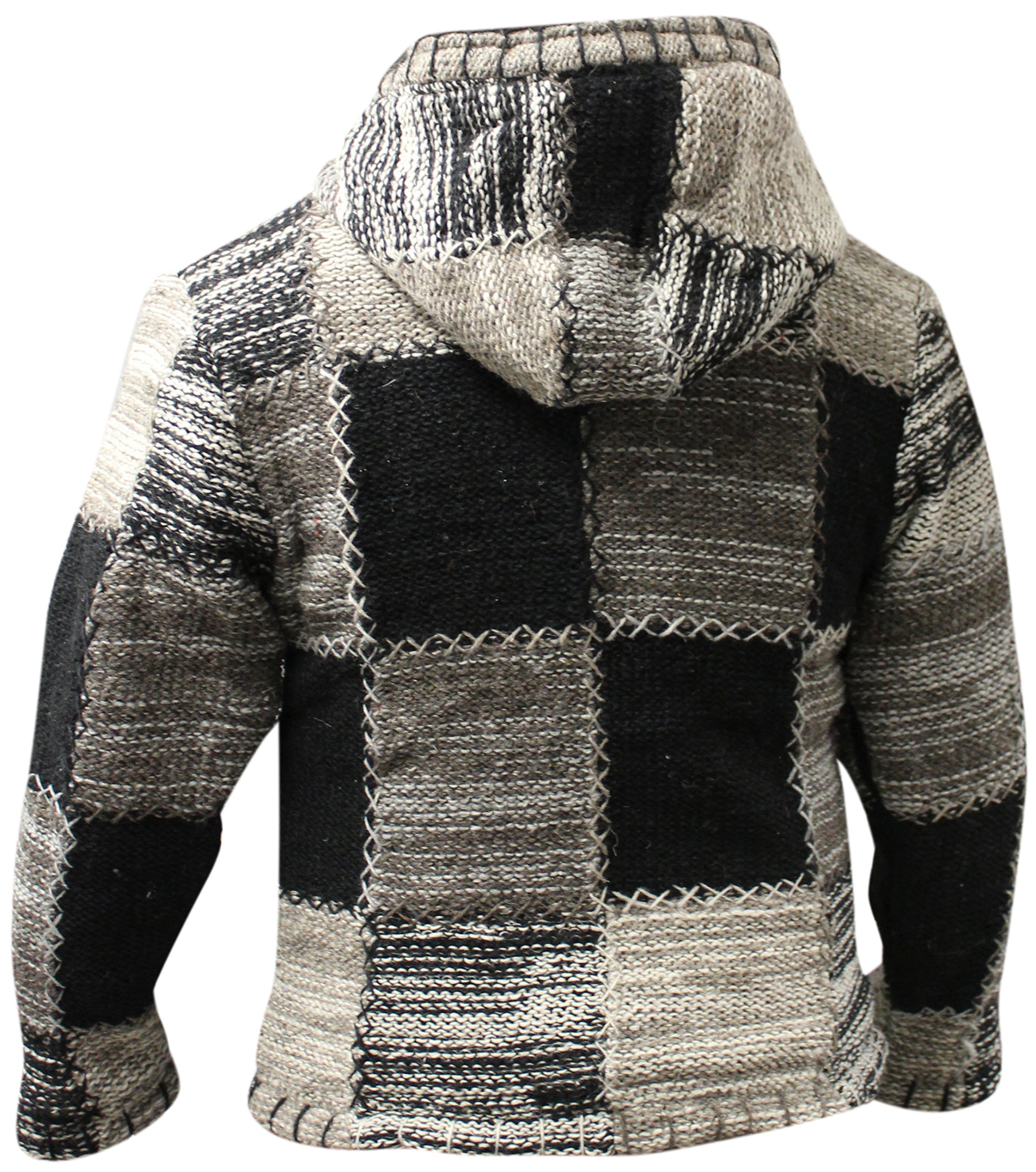 SHOPOHOLIC Fashion Patchwork-Kapuzen-Fleecejacke, doppelt gestrickte Wolle, langärmelig, Durchgehender Reißverschluss, Hoodie-Pullover für Herren