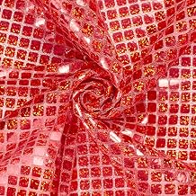 Hologram Square Sequins Fabric 8mm for Decoration and Crafts 44/45" Wide by The Yard Red