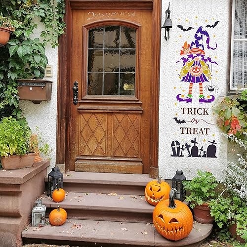 Miniatura 4 de FINGERINSPIRE 3 plantillas de gnomos de Halloween, 3 estilos, 11.8 x 11.8 pulgadas, plantilla de tumba, reutilizable, plantilla de patrón temático