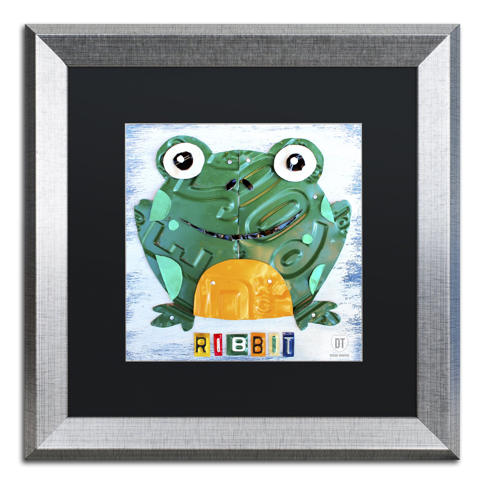Ribbit the Frog by Design Turnpike, Black Matte, Silver Frame 16x16-Inch