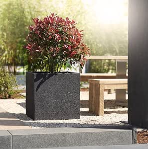 URBNLIVING Blumentopf Im Rattan-Design – Weiß, Quadratisch, Für Drinnen & Draußen, Klein