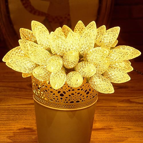 Miniatura 5 de Blissun Cadena de luces LED C9 de Navidad, 50 luces LED de 33 pies de Navidad al aire libre con adaptador de seguridad de 29 V, cadena de luces