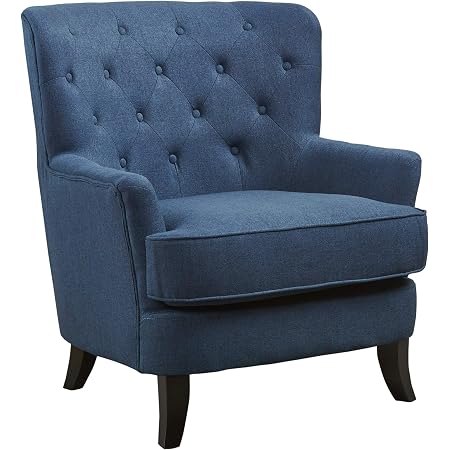 tafton dark blue fabric tufted club chair