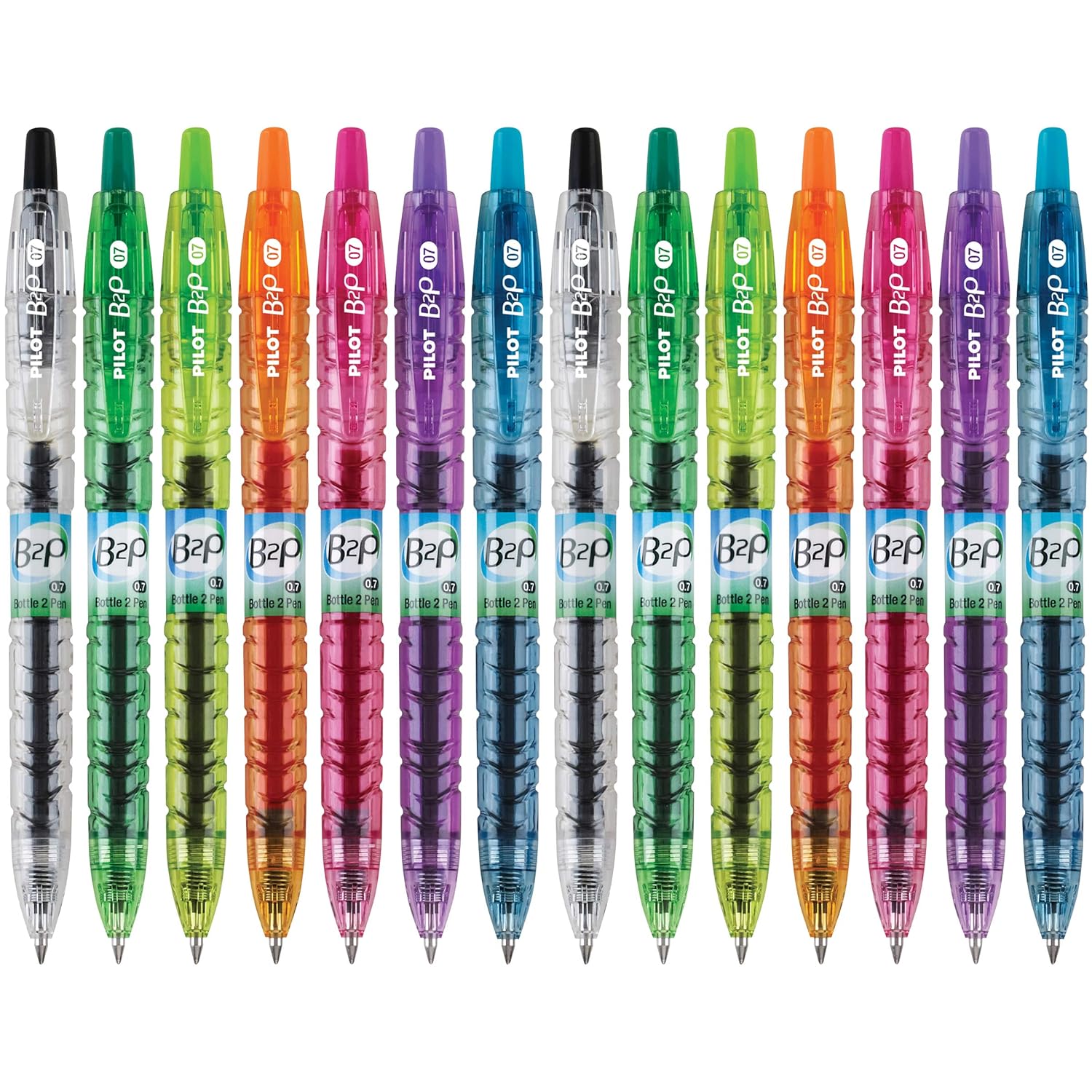 PILOT B2P Colors - Bottle to Pen Refillable Retractable Rolling Ball Gel Pen Made From Recycled Bottles Fine