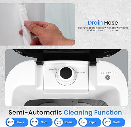 Miniatura 4 de SereneLife PUCWM200 - Lavadora compacta completamente automática con programas de lavado, ideal para RV, dormitorio, apartamento (blanco)