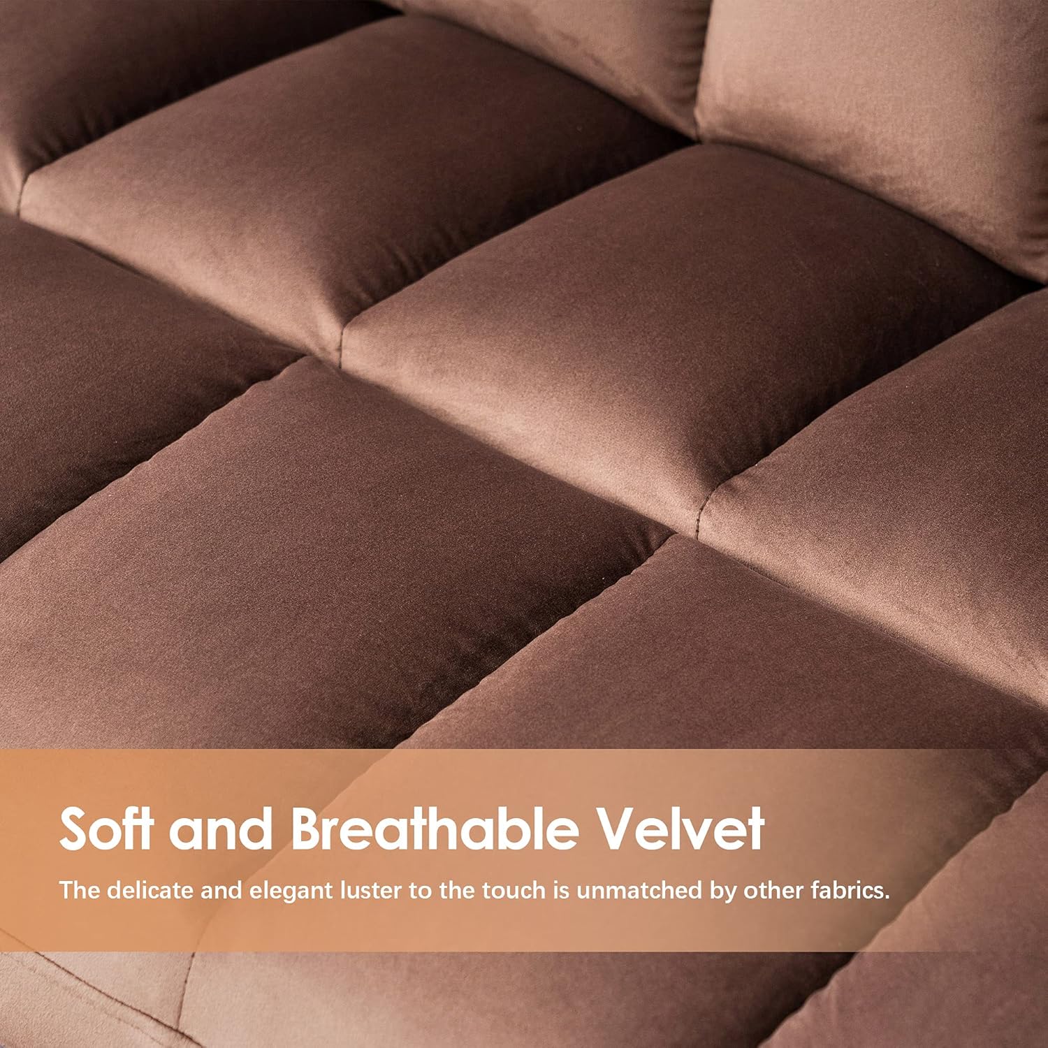 MCombo Loveseat Sofa Couch, Mid-Century Velvet Armless Settee, 2-Seater Upholstered Bench for Living Room Bedroom 4018 (2 Sets Brown)